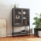 Cristaleira 2 Portas De Vidro Canelado Pés De Aço Euforia Yes