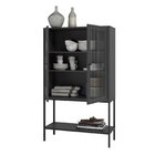 Cristaleira 2 Portas De Vidro Canelado Pés De Aço Euforia Yes