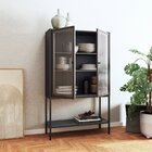 Cristaleira 2 Portas De Vidro Canelado Pés De Aço Euforia Yes