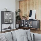 Cristaleira 2 Portas De Vidro Canelado Pés De Aço Euforia Yes