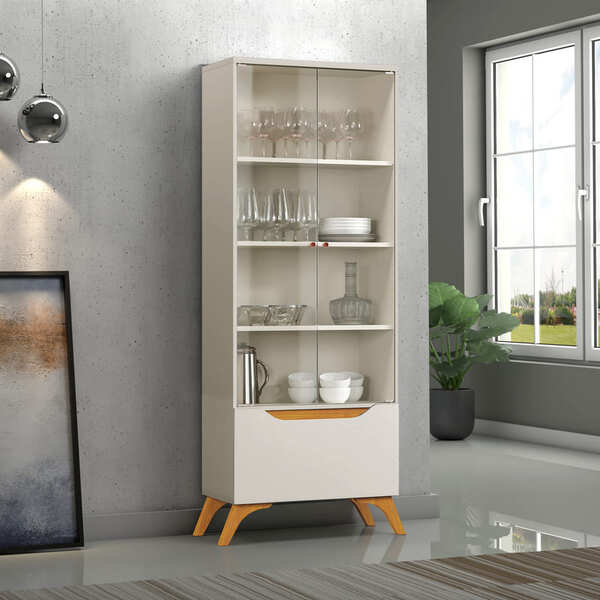 Cristaleira 2 Portas De Vidro E 1 Gaveta - Atenas-off White -