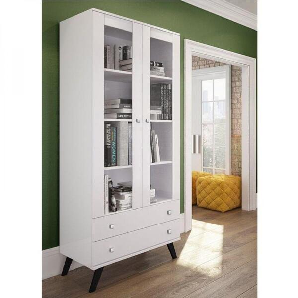 Cristaleira 2 Portas De Vidro E 2 Gavetas Retrô Arte Cas