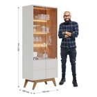 Cristaleira 2 Portas De Vidro Noronha Com Led Off White Matte