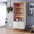 Cristaleira 2 Portas De Vidro Noronha Com Led Off White Matte