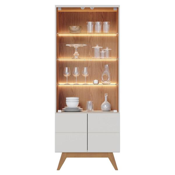 Cristaleira 2 Portas De Vidro Pisa Off White Matte Freijó