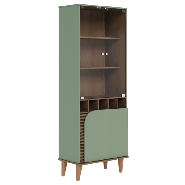 Cristaleira 2 Portas De Vidro Roma Hortelã Amendoa