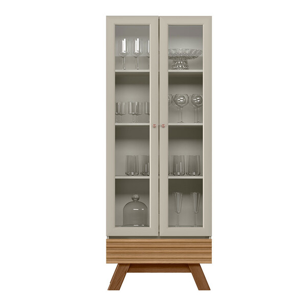 Cristaleira 2 Portas E 1 Gaveta Retrô Marsala Linea Brasil