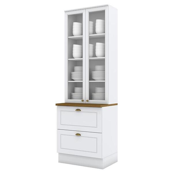 Cristaleira 2 Portas E 2 Gavetas Nova York Com Tampo Nature -