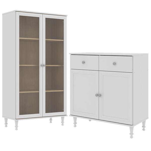 Cristaleira 2 Portas E Aparador 2 Gavetas 2 Portas Dtall