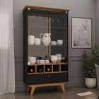 Cristaleira 2 Portas Em Vidro 1 Gaveta Mdf Wine Camaru/preto