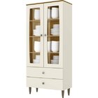 Cristaleira 2 Portas Em Vidro 2 Gavetas Liz Móveis  Off White