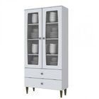 Cristaleira 2 Portas Em Vidro 2 Gavetas Liz Móveis Henn Branc