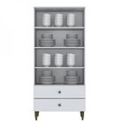 Cristaleira 2 Portas Em Vidro 2 Gavetas Liz Móveis Henn Branc