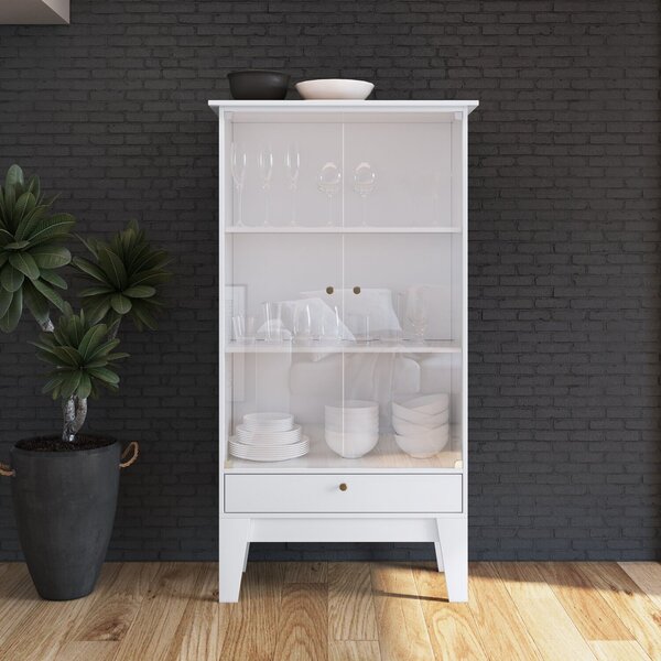 Cristaleira 2 Portas Em Vidro 2 Prateleiras Branco