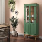 Cristaleira 2 Portas Verde - Fundo Amêndoa