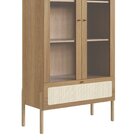 Cristaleira 2 Portas Vidro 1 Gaveta 83cm Palhinha Pé Madeira