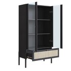 Cristaleira 2 Portas Vidro 1 Gaveta 83cm Palhinha Pé Madeira