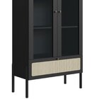 Cristaleira 2 Portas Vidro 1 Gaveta 83cm Palhinha Pé Madeira