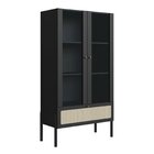 Cristaleira 2 Portas Vidro 1 Gaveta 83cm Palhinha Pé Madeira