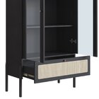 Cristaleira 2 Portas Vidro 1 Gaveta 83cm Palhinha Pé Madeira