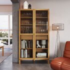 Cristaleira 2 Portas Vidro Canelado 2 Gavetas Madeira Maciça