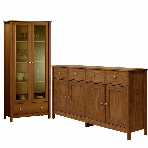 Cristaleira 2 Portas Vidro E Balcao Buffet 4 Portas Dtall