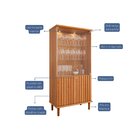 Cristaleira 2 Portas Vidro E Led Mdf Cinamomo 85cm Luiza Cimo