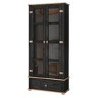 Cristaleira 2 Portas Vidro Madeira Maciça Preto Garapa D106 S