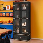 Cristaleira 2 Portas Vidro Madeira Maciça Preto Garapa D106 S