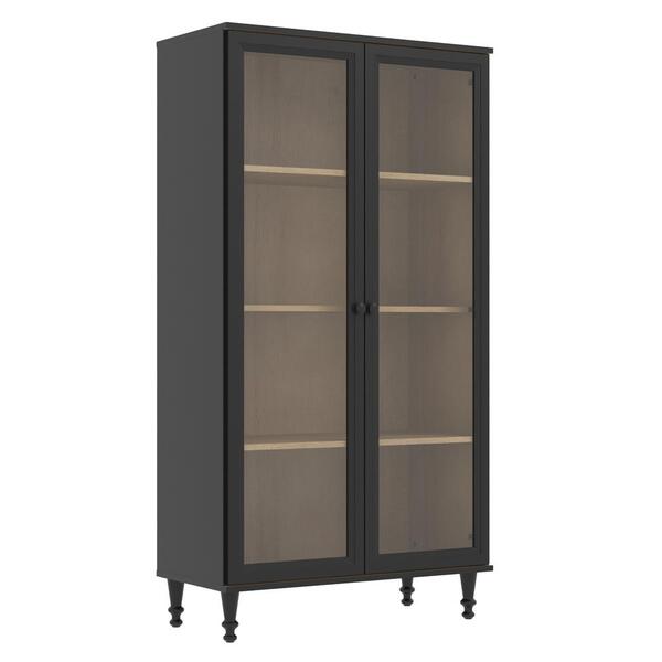 Cristaleira 2 Portas Vidro Pés Madeira 151x80 Cm E957 Dtall