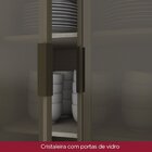 Cristaleira 4 Portas 220,5x51,5x71,5cm Évelin  Duna/cristal