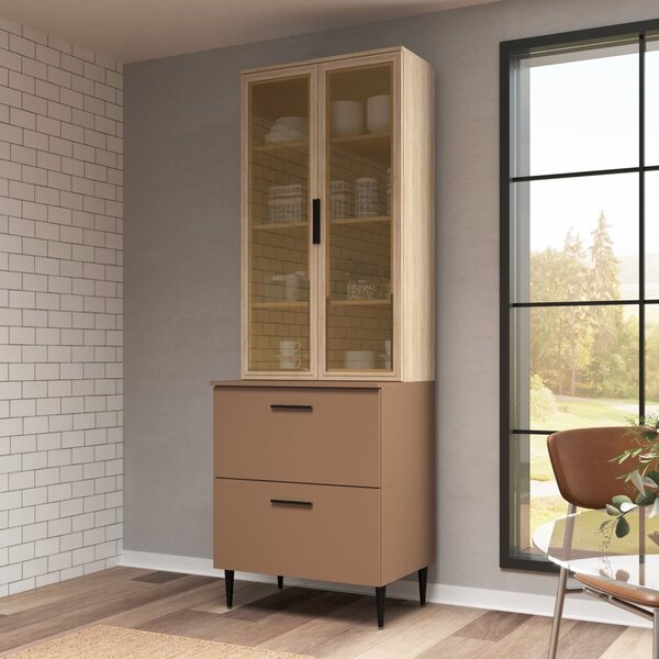 Cristaleira 4 Portas Barbara Em Mdp Aveiro Oak/terracota