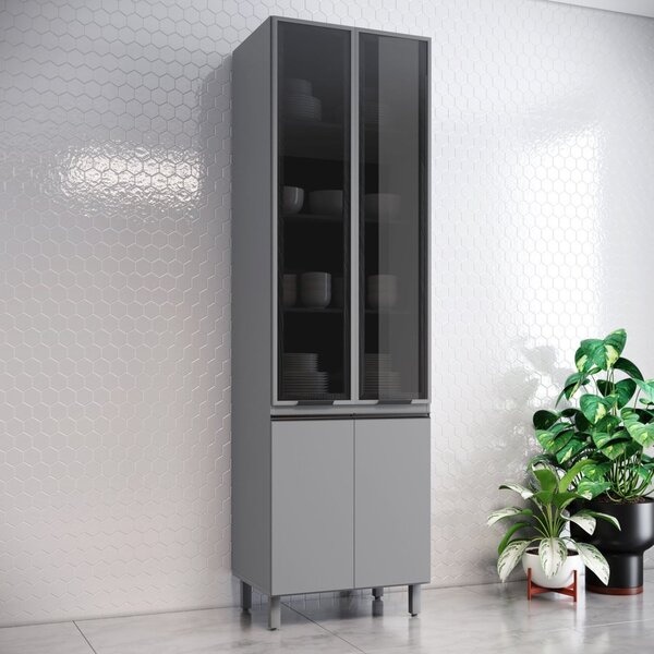 Cristaleira 4 Portas Diva Espresso Móveis Cinza