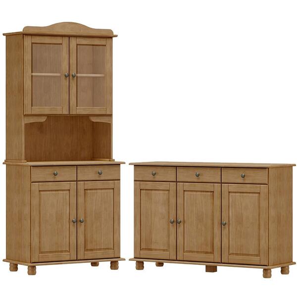 Cristaleira 4 Portas E Balcao 3 Portas Madeira Maciça Milani