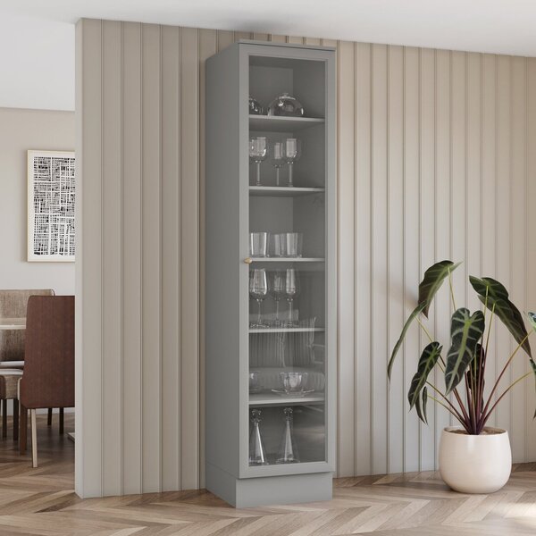 Cristaleira 50cm 1 Porta Com Vidro Temperado 100% Mdf Americana Cinza ...