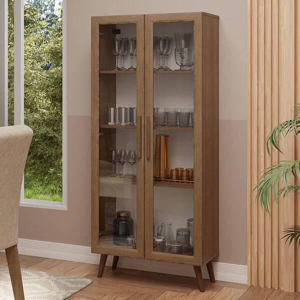 Cristaleira 70 Cm 2 Portas De Vidro Com Pés Cônicos Rustic/ma