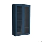 Cristaleira 80cm 2 Portas Com Vidro Cozinha Sevilha Azul Órion
