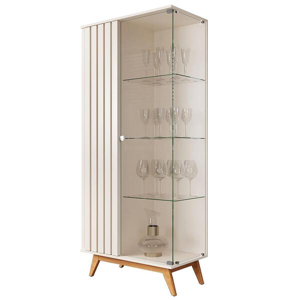 Cristaleira Açaí Sala De Estar Com Pés De Madeira Maciça