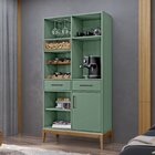 Cristaleira Adega 1 Porta 3 Gavetas Milão  Verde/freijó