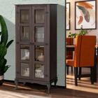 Cristaleira Antiga Madeira Maciça Com Portas Em Vidro Imbuia