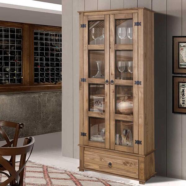 Cristaleira Antiga Para Sala De Jantar Madeira Maciça 2 Porta