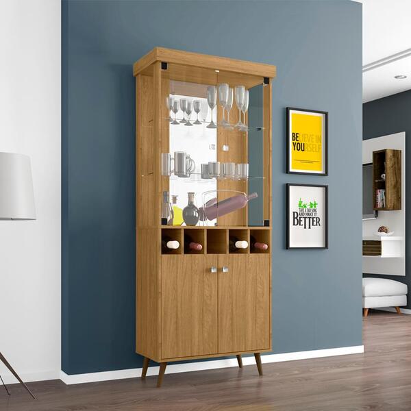 Cristaleira Bar Adega P/ Taças E Bebidas Monza Cor Cinamomo