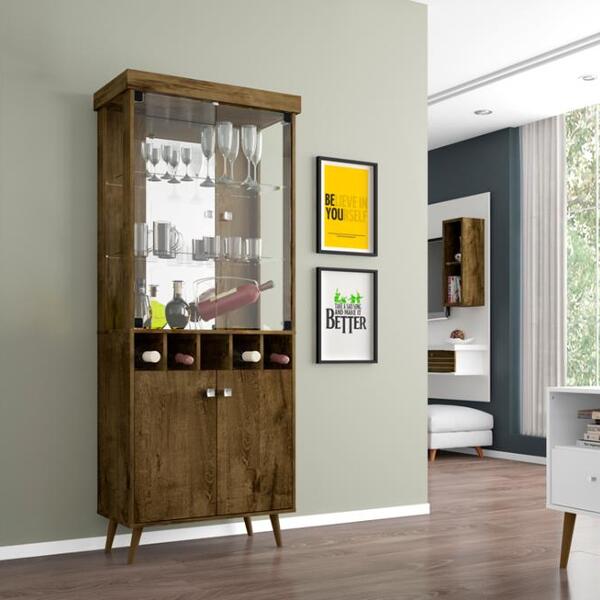 Cristaleira Bar Adega P/ Taças E Bebidas Monza Cor Rústica