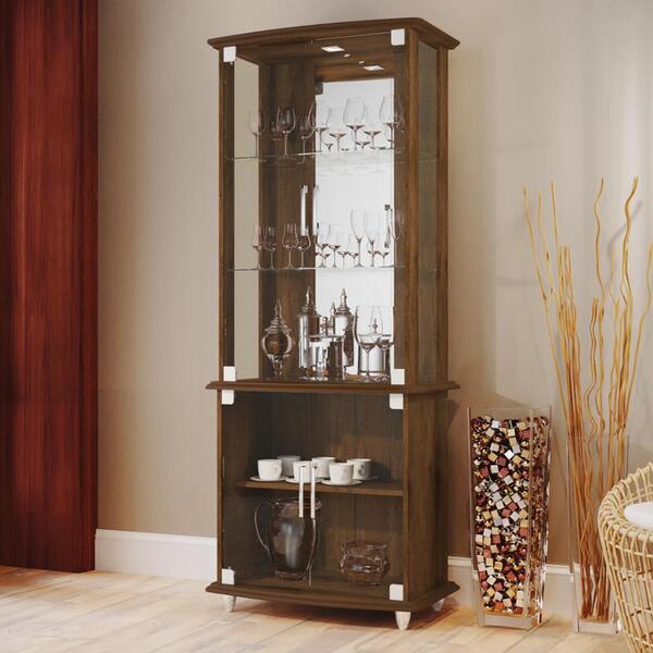 Cristaleira Barzinho Com Iluminação Em Led 4070 Cor Canela