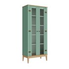 Cristaleira Colonial 2 Portas Com Vidro 75cmx180cm Pés Madeir