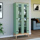 Cristaleira Colonial 2 Portas Com Vidro 75cmx180cm Pés Madeir