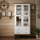 Cristaleira Colonial com Espelho 2 Portas 2 Gavetas Pés Luiz