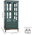 Cristaleira Colonial com Espelho 2 Portas 2 Gavetas Pés Luiz