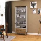 Cristaleira Com 2 Portas De Vidro E 1 Gaveta Mel Off White M