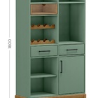 Cristaleira Com Adega 1 Porta 3 Gavetas Milão -  Verde/freijó